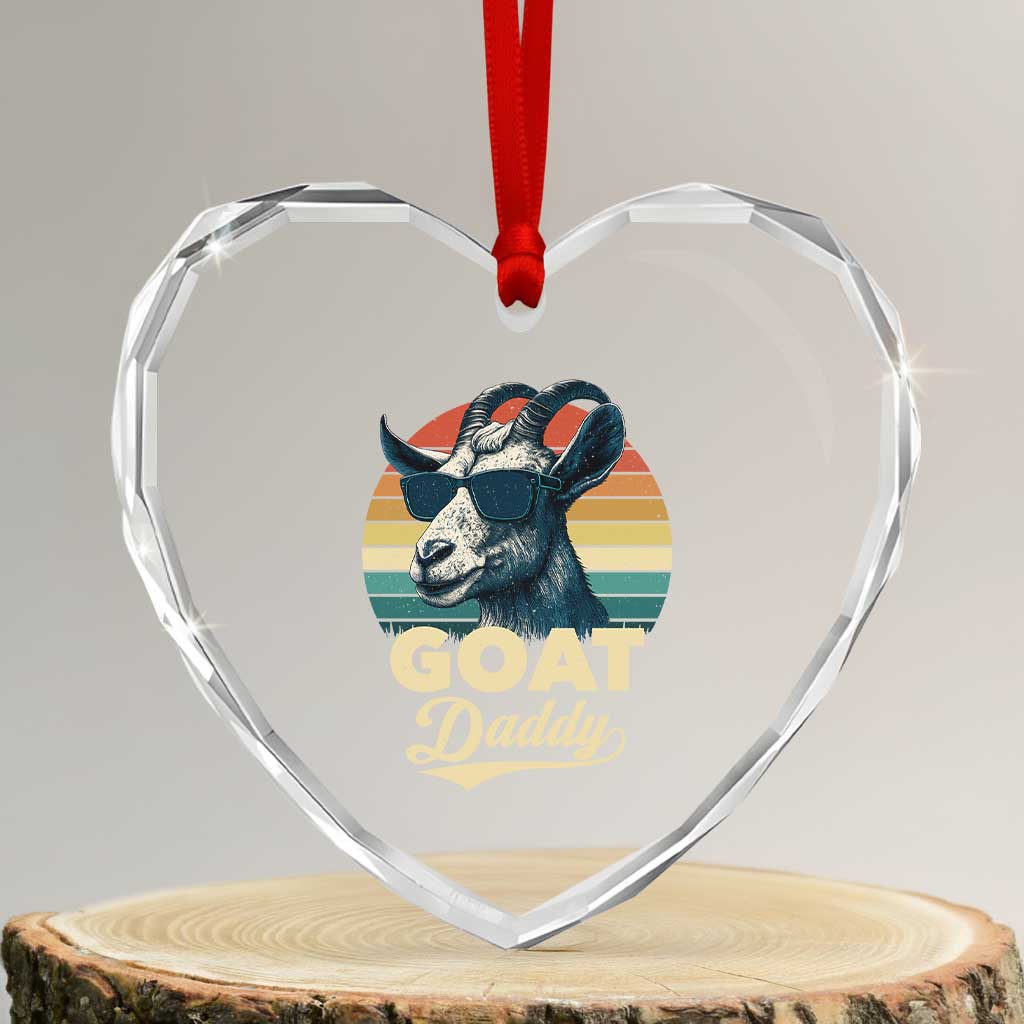 Goat Daddy Heart Crystal Glass Ornament Funny Goat Father Retro Vintage TS11 Transparent Glass 3'' Heart Print Your Wear