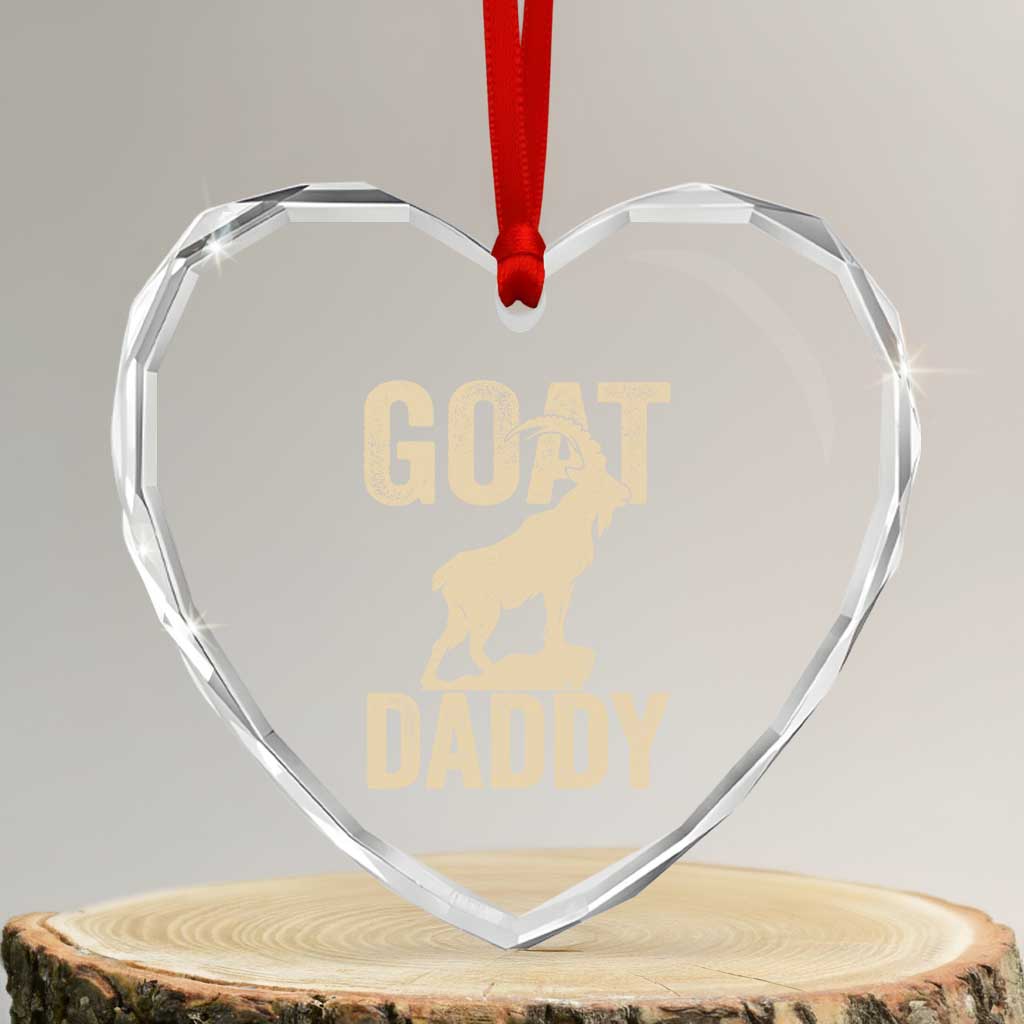 Goat Daddy Heart Crystal Glass Ornament Funny Goat Father Vintage TS11 Transparent Glass 3'' Heart Print Your Wear
