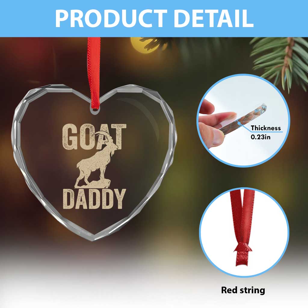 Goat Daddy Heart Crystal Glass Ornament Funny Goat Father Vintage TS11 Print Your Wear