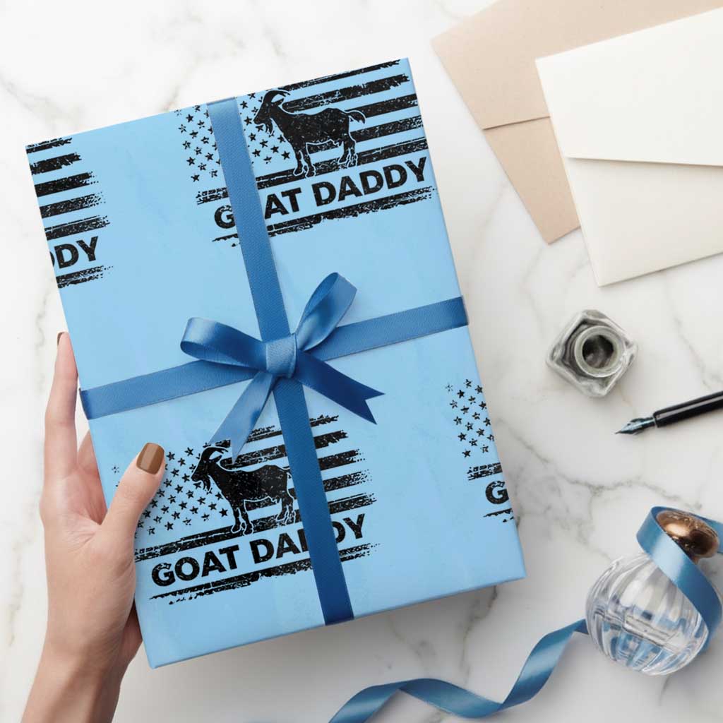 Goat Daddy Wrapping Paper Roll Funny Fathers Day Presents For Goat Dad US Flag TS10 Light Blue Print Your Wear