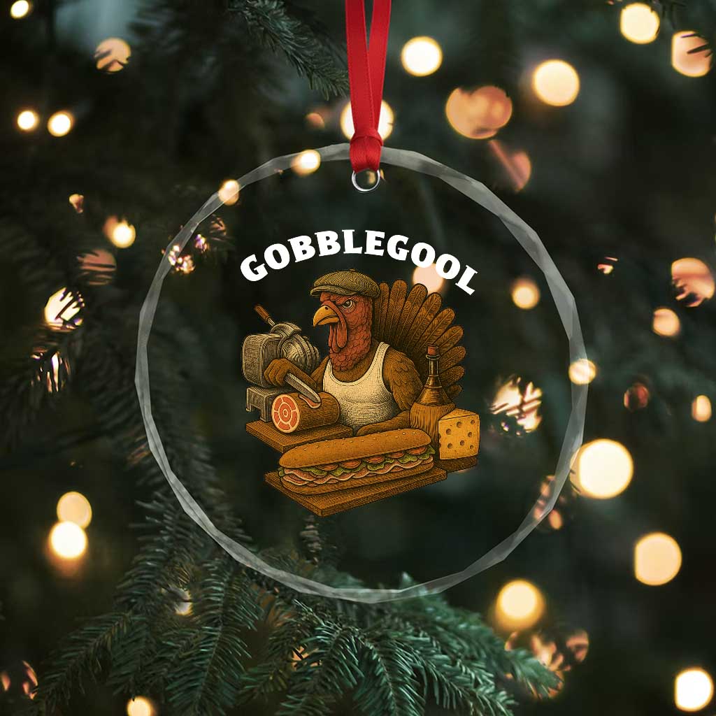 Gobblegool Funny Thanksgiving Crystal Glass Ornament Italian Turkey Deli Humor Sub Sandwich TS02 Print Your Wear