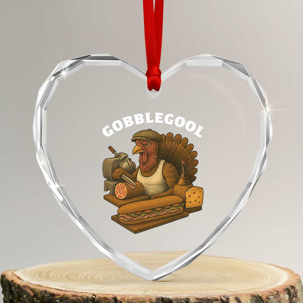 Gobblegool Funny Thanksgiving Heart Crystal Glass Ornament Italian Turkey Deli Humor Sub Sandwich TS02 Transparent Glass 3'' Heart Print Your Wear
