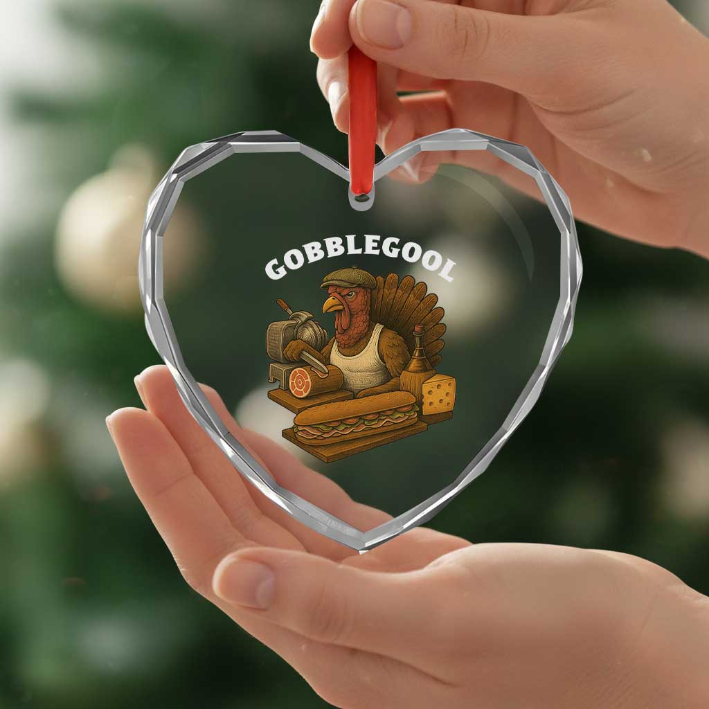 Gobblegool Funny Thanksgiving Heart Crystal Glass Ornament Italian Turkey Deli Humor Sub Sandwich TS02 Print Your Wear