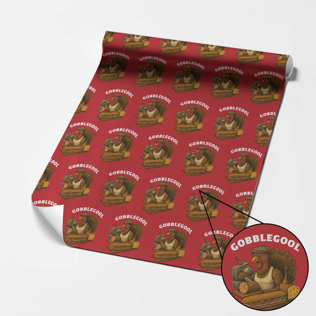 Gobblegool Funny Thanksgiving Wrapping Paper Roll Italian Turkey Deli Humor Sub Sandwich TS02 Red Print Your Wear
