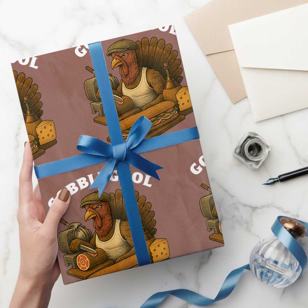 Gobblegool Funny Thanksgiving Wrapping Paper Roll Italian Turkey Deli Humor Sub Sandwich TS02 Mocha Print Your Wear