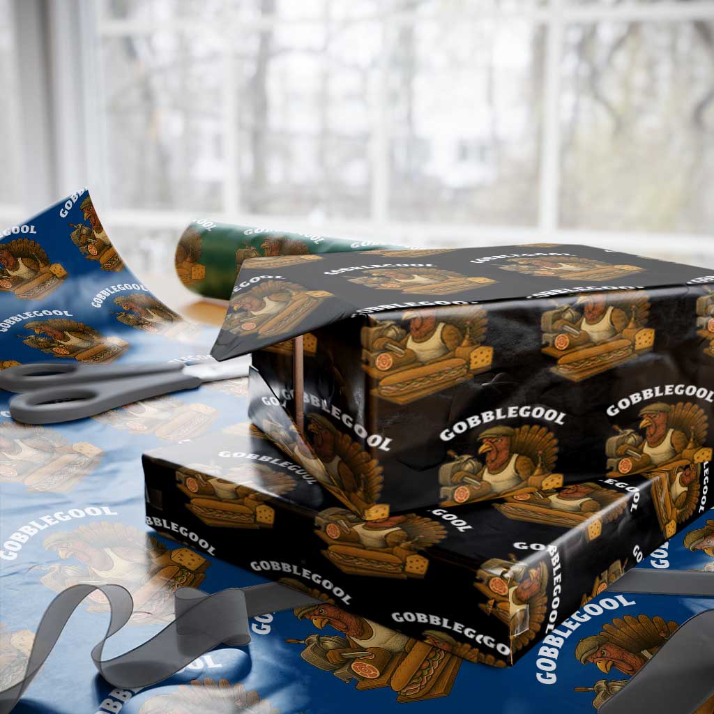 Gobblegool Funny Thanksgiving Wrapping Paper Roll Italian Turkey Deli Humor Sub Sandwich TS02 Black Print Your Wear