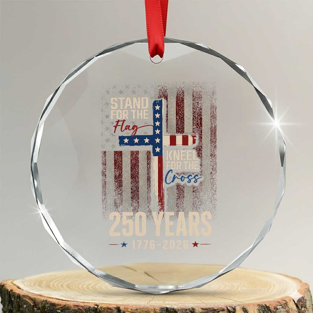 God 250th Anniversary USA Crystal Glass Ornament Stand For The Flag Kneel For The Cross TS11 Transparent Glass 3'' Circle Print Your Wear