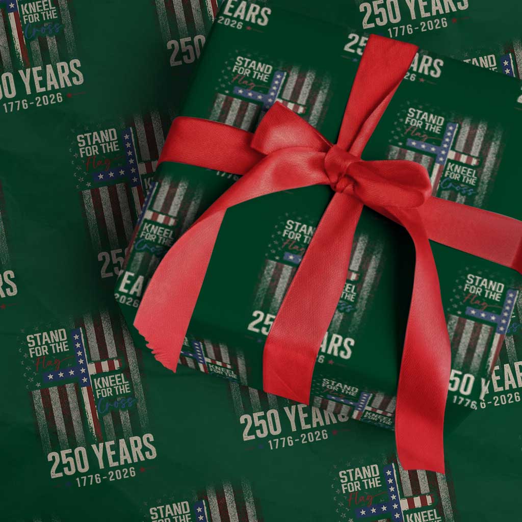 God 250th Anniversary USA Wrapping Paper Roll Stand For The Flag Kneel For The Cross