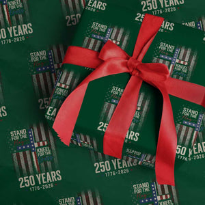 God 250th Anniversary USA Wrapping Paper Roll Stand For The Flag Kneel For The Cross