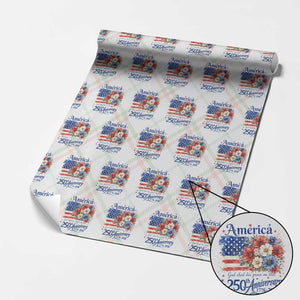 God 250th Anniversary USA Flag Floral Wrapping Paper Roll Patriotic Freedom 4th of July 250 Years America TS10 Christmas Plaid Print Your Wear