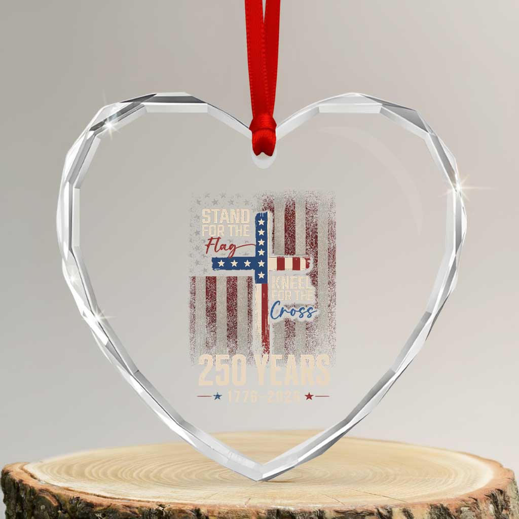 God 250th Anniversary USA Heart Crystal Glass Ornament Stand For The Flag Kneel For The Cross TS11 Transparent Glass 3'' Heart Print Your Wear