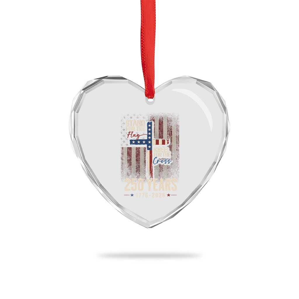 God 250th Anniversary USA Heart Crystal Glass Ornament Stand For The Flag Kneel For The Cross TS11 Print Your Wear