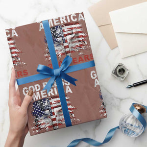 God Bless America 250 Years 1776 2026 Wrapping Paper Roll Christian Cross Eagle American Flag