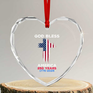 God Bless America 250 Years 1776-2026 Heart Crystal Glass Ornament Christian Cross Flag TS14 Transparent Glass 3'' Heart Print Your Wear