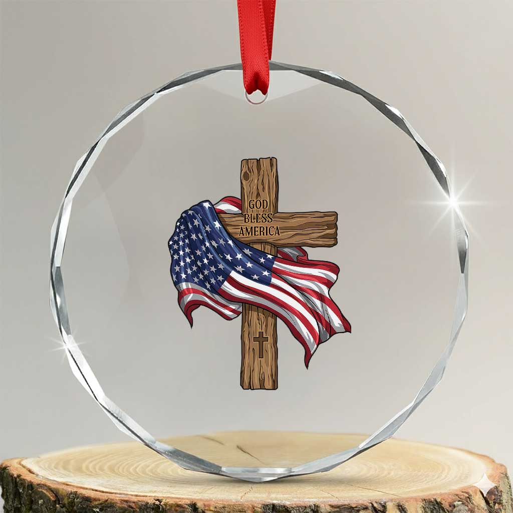 God Bless America 250 Years Crystal Glass Ornament 4th of July Christian Jesus TS14 Transparent Glass 3'' Circle Print Your Wear