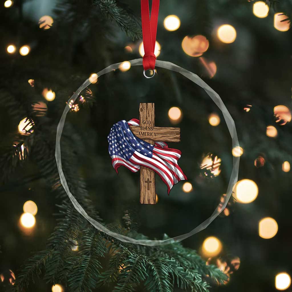 God Bless America 250 Years Crystal Glass Ornament 4th of July Christian Jesus TS14 Print Your Wear