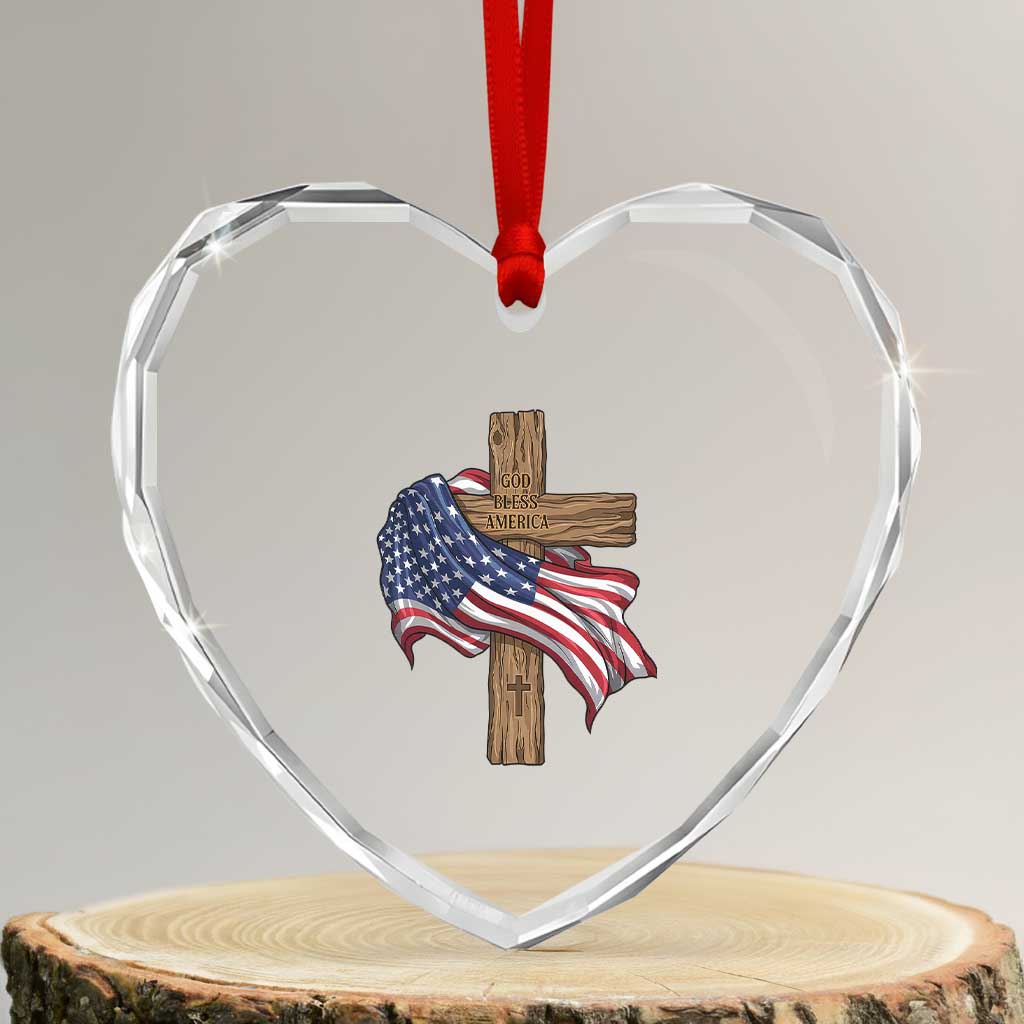 God Bless America 250 Years Heart Crystal Glass Ornament 4th of July Christian Jesus TS14 Transparent Glass 3'' Heart Print Your Wear