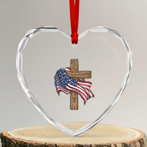 God Bless America 250 Years Heart Crystal Glass Ornament 4th of July Christian Jesus TS14 Transparent Glass 3'' Heart Print Your Wear