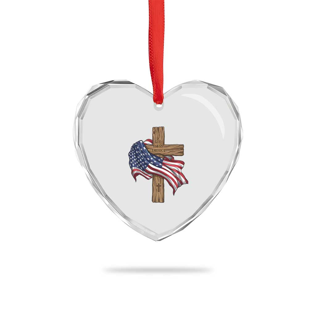 God Bless America 250 Years Heart Crystal Glass Ornament 4th of July Christian Jesus TS14 Print Your Wear