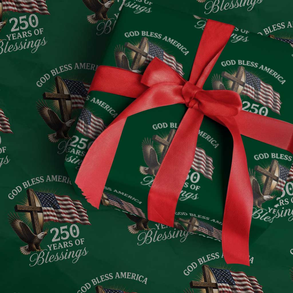 God Bless America 250 Years Of Blessings Wrapping Paper Roll US 250th Anniversary Bald Eagle American Flag
