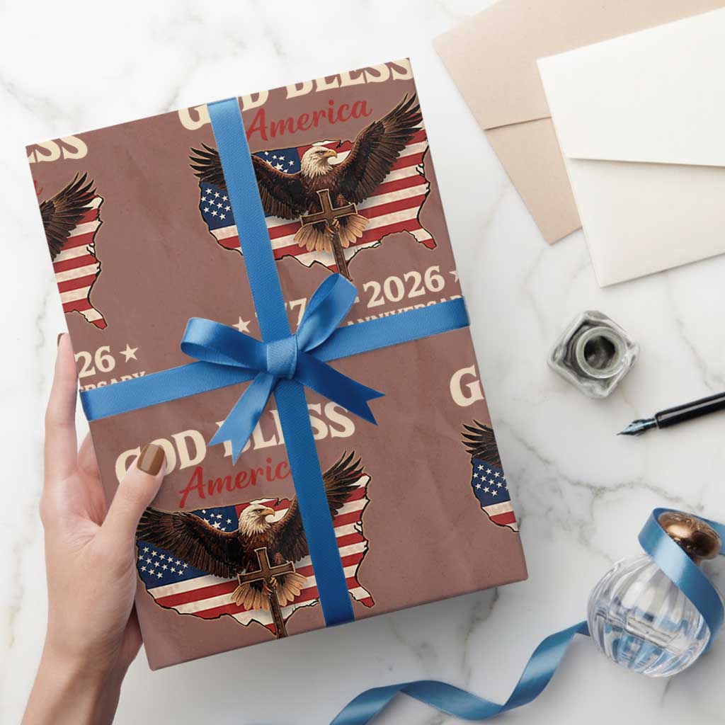 God Bless America 250th Anniversary Wrapping Paper Roll 250 Years USA 4th Of July TS10 Mocha Print Your Wear
