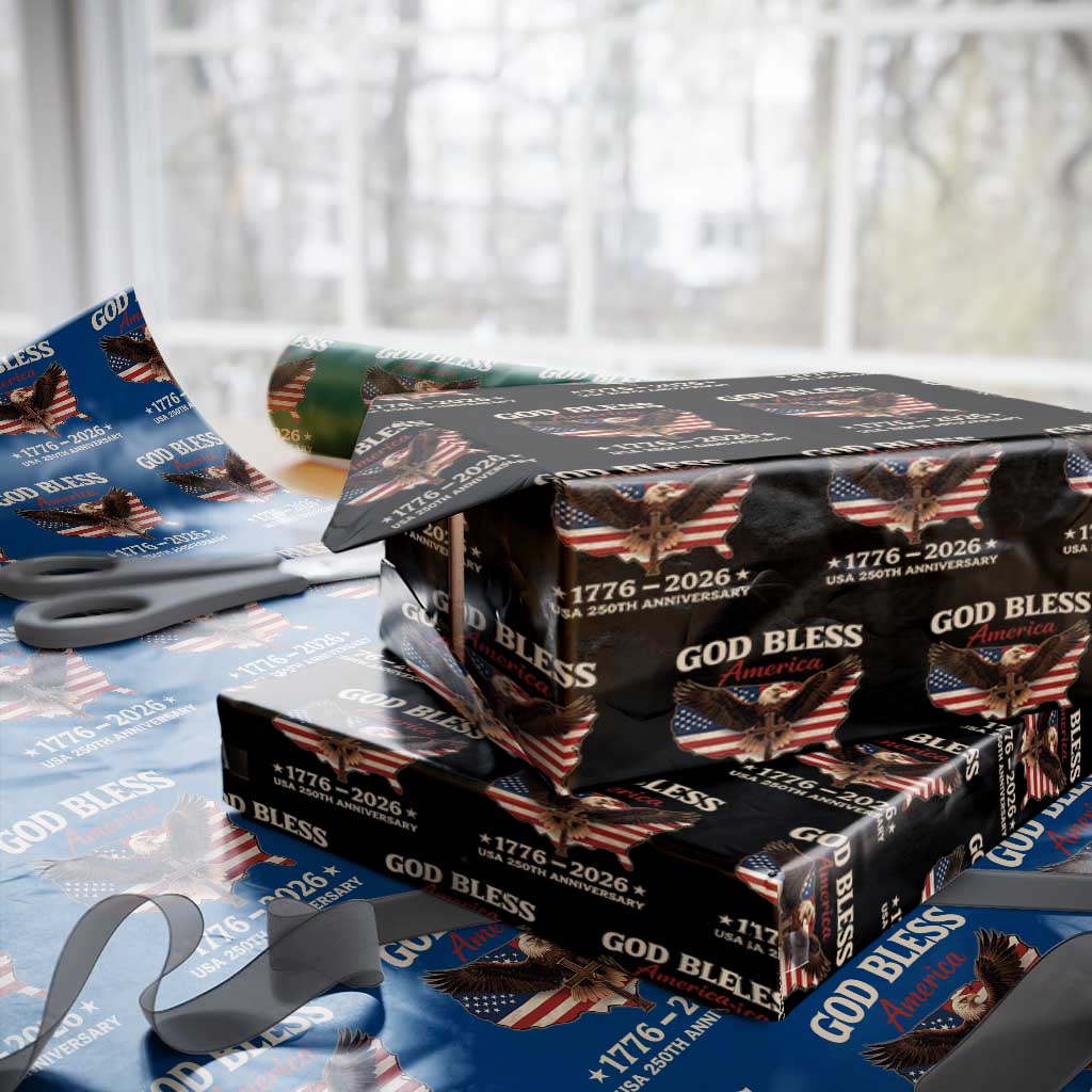 God Bless America 250th Anniversary Wrapping Paper Roll 250 Years USA 4th Of July TS10 Black Print Your Wear