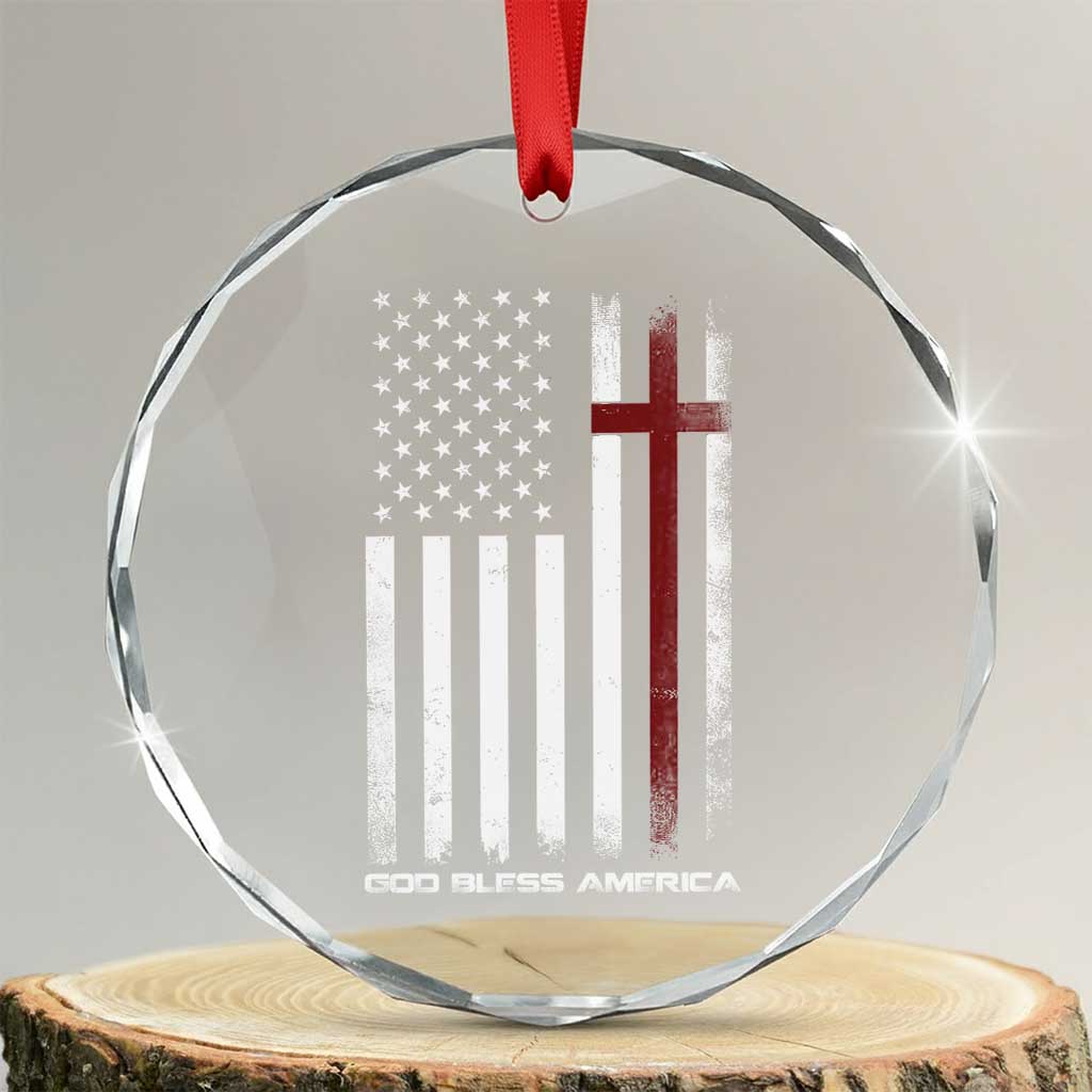 God Bless America Crystal Glass Ornament America Pride USA US Flag Patriotic 4th of July TS10 Transparent Glass 3'' Circle Print Your Wear