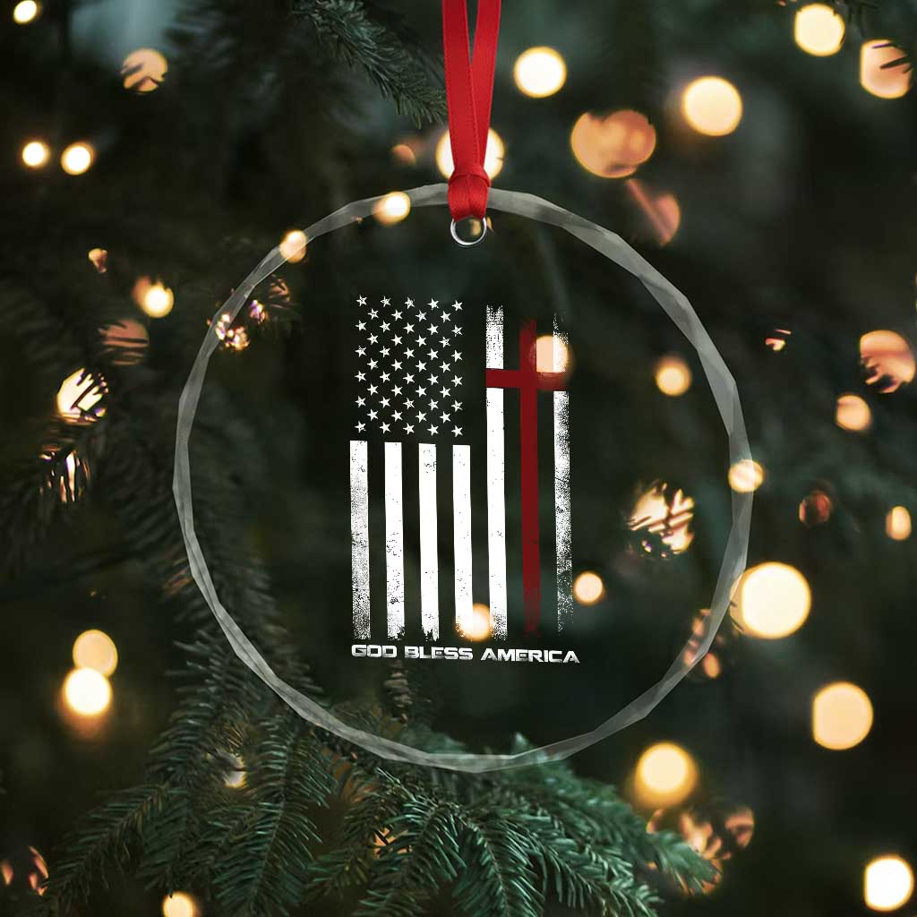 God Bless America Crystal Glass Ornament America Pride USA US Flag Patriotic 4th of July TS10 Print Your Wear