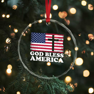 God Bless America Crystal Glass Ornament Cross USA Flag Patriotic 4th of July Christian TS10 Print Your Wear