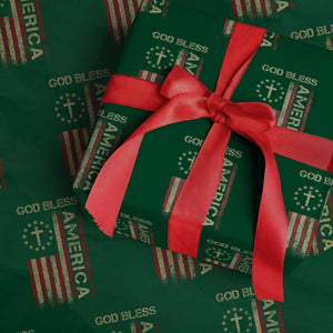 God Bless America Wrapping Paper Roll American Flag 4th Of July Patriotic Christian TS10 Green Print Your Wear