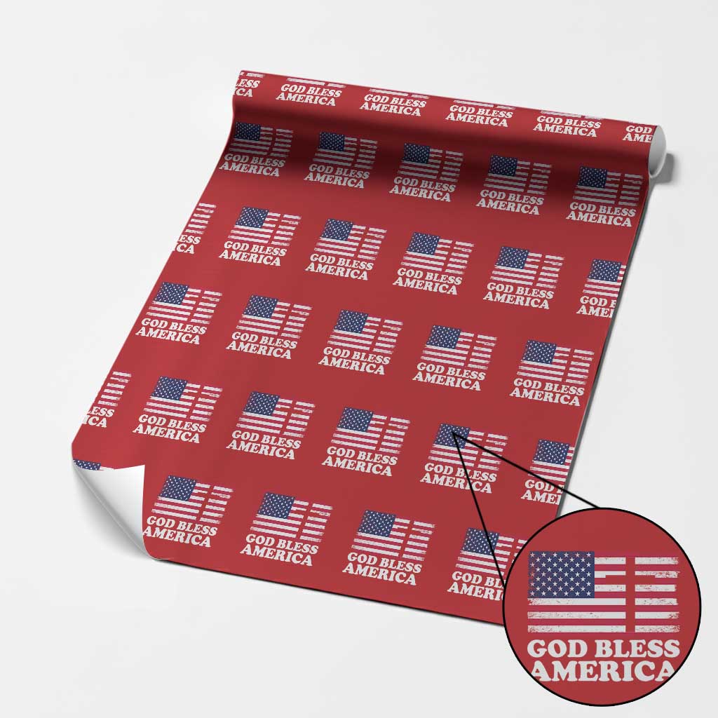 God Bless America Wrapping Paper Roll Cross USA Flag Patriotic 4th of July Christian TS10 Red Print Your Wear