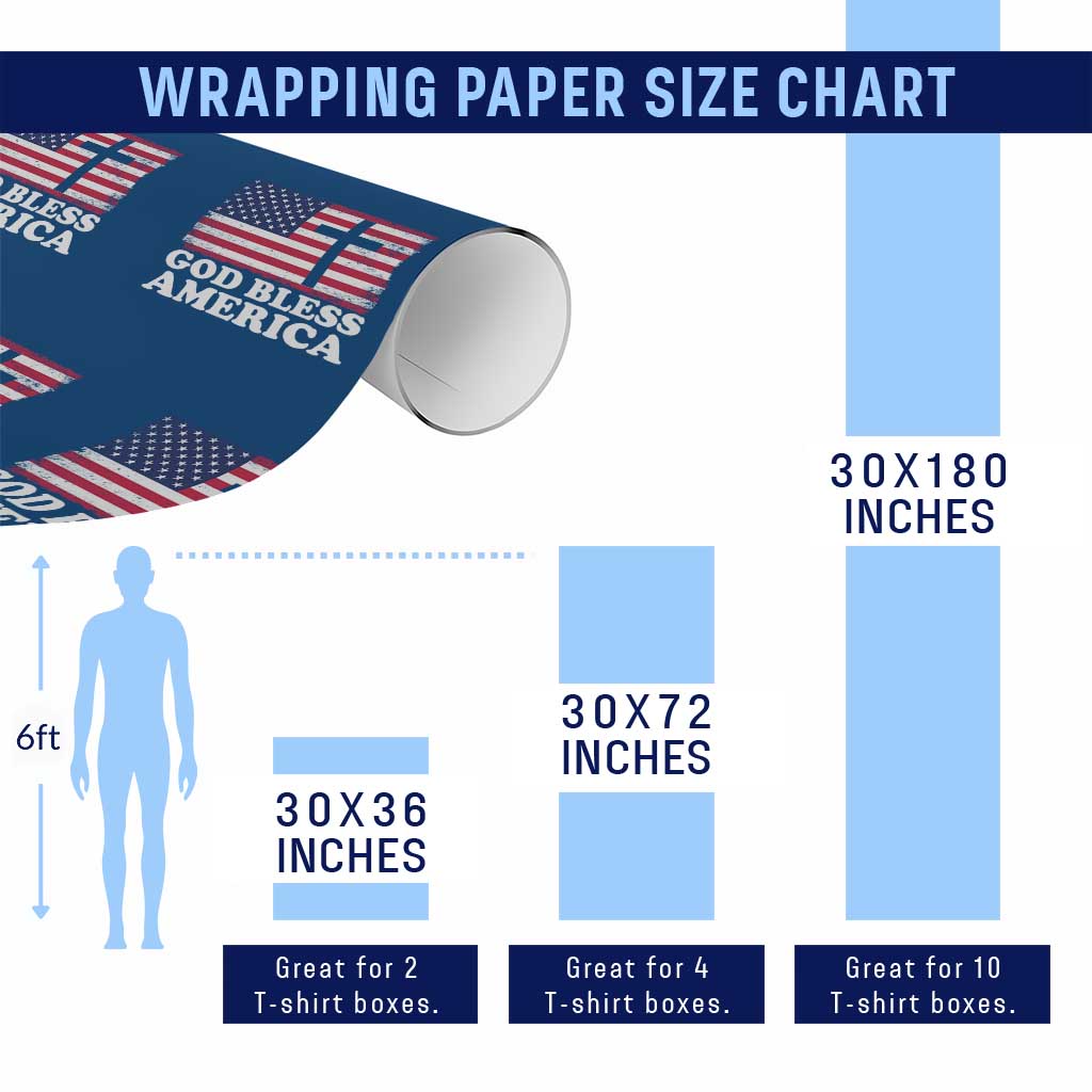 God Bless America Wrapping Paper Roll Cross USA Flag Patriotic 4th of July Christian TS10 Print Your Wear