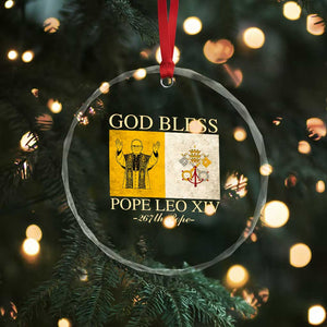 God Bless Pope Leo XIV Crystal Glass Ornament 267th Pope Vatican Flag TS02 Print Your Wear