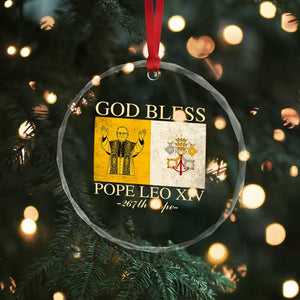 God Bless Pope Leo XIV Crystal Glass Ornament 267th Pope Vatican Flag TS02 Print Your Wear