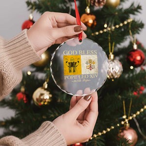 God Bless Pope Leo XIV Crystal Glass Ornament 267th Pope Vatican Flag TS02 Print Your Wear