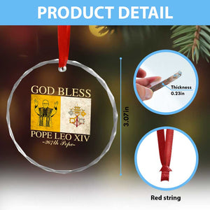 God Bless Pope Leo XIV Crystal Glass Ornament 267th Pope Vatican Flag TS02 Print Your Wear