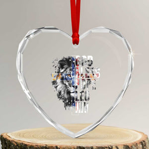 God Bless Pope Leo XIV Heart Crystal Glass Ornament Lion American Flag TS11 Transparent Glass 3'' Heart Print Your Wear