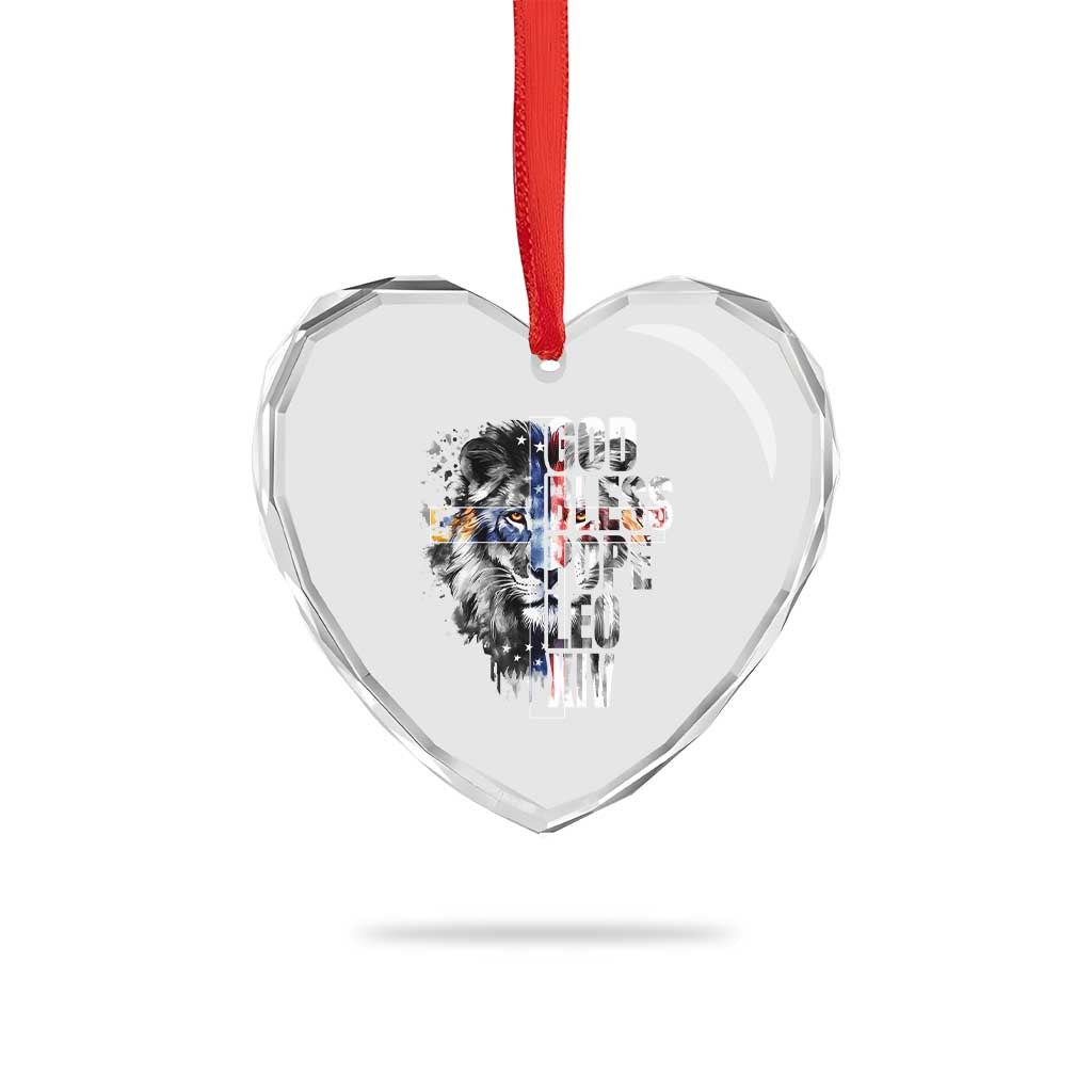 God Bless Pope Leo XIV Heart Crystal Glass Ornament Lion American Flag TS11 Print Your Wear