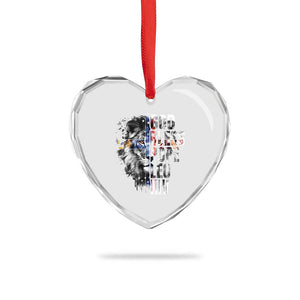 God Bless Pope Leo XIV Heart Crystal Glass Ornament Lion American Flag TS11 Print Your Wear