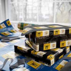 God Bless Pope Leo XIV Wrapping Paper Roll 267th Pope Vatican Flag TS02 Black Print Your Wear