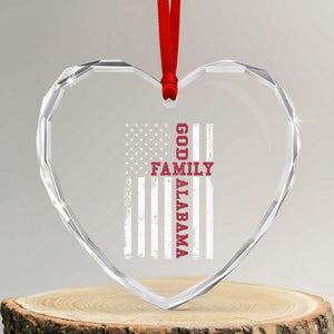 God Family Alabama Heart Crystal Glass Ornament AL Game Day Christian American Flag