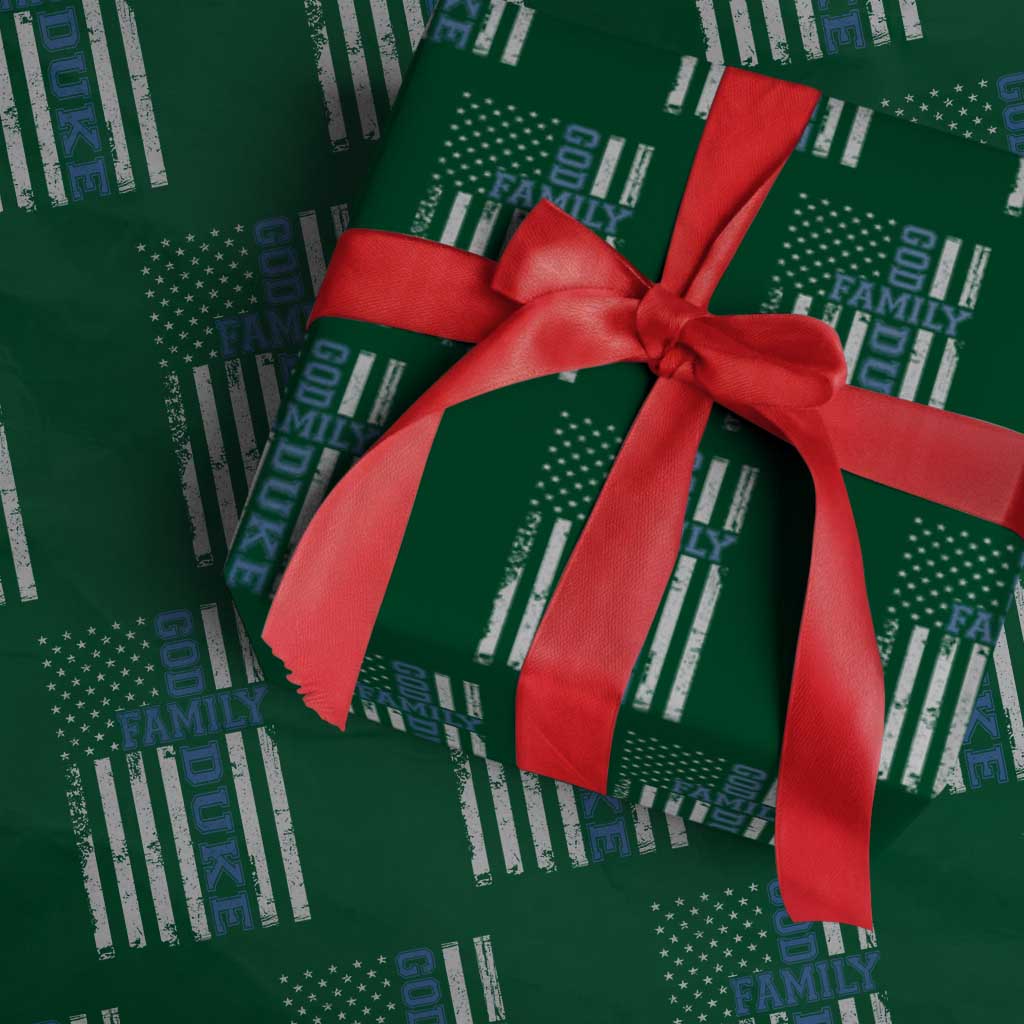 God Family Duke Wrapping Paper Roll Blue Game Day Vintage American Flag TS11 Green Print Your Wear