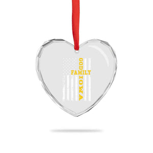 God Family Iowa Heart Crystal Glass Ornament IA State Game Day Christian American Flag