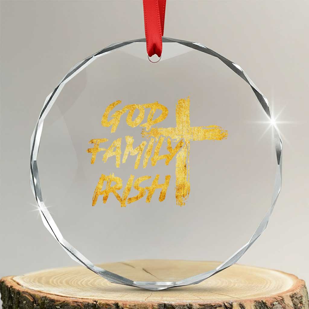 God Family Irish Crystal Glass Ornament Christian Faith Cross Notre Dame Game Day TS10 Transparent Glass 3'' Circle Print Your Wear