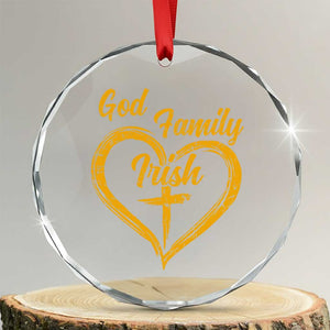 God Family Irish Crystal Glass Ornament Vintage Cross In Heart Christian Notre Dame Game Day TS10 Transparent Glass 3'' Circle Print Your Wear