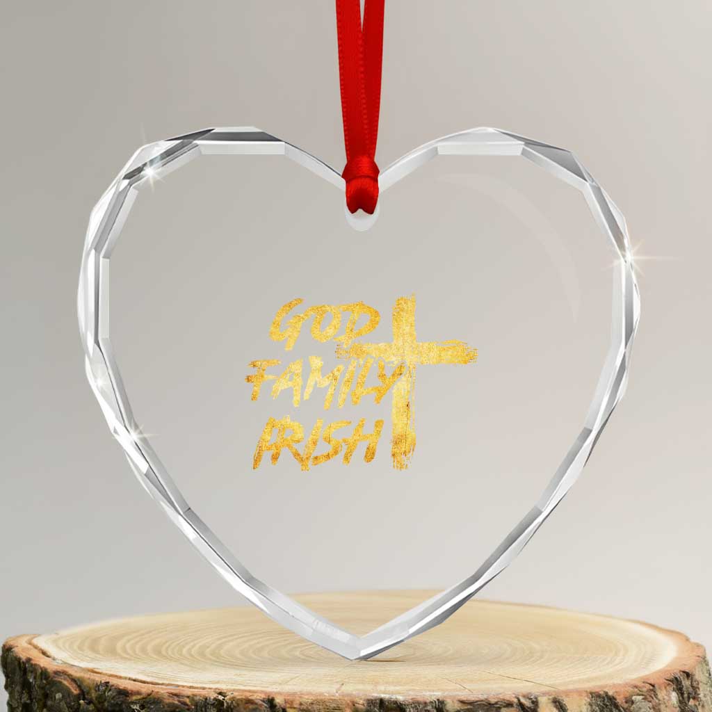 God Family Irish Heart Crystal Glass Ornament Christian Faith Cross Notre Dame Game Day TS10 Transparent Glass 3'' Heart Print Your Wear