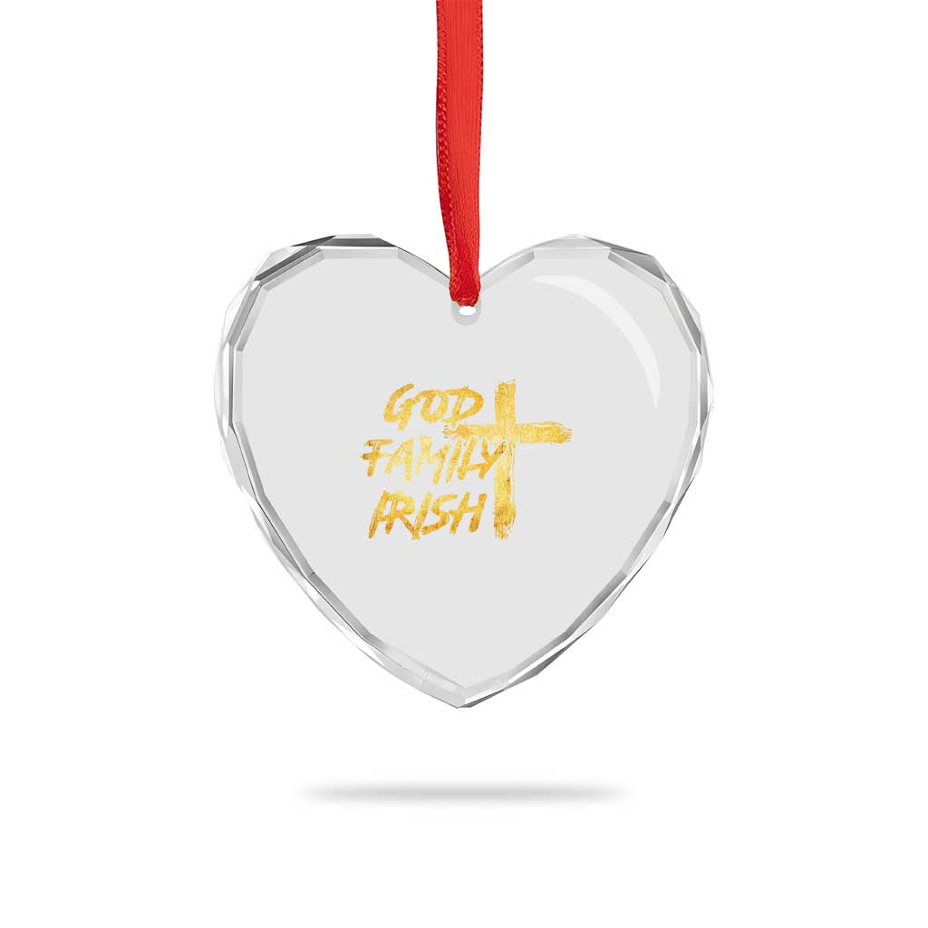 God Family Irish Heart Crystal Glass Ornament Christian Faith Cross Notre Dame Game Day TS10 Print Your Wear