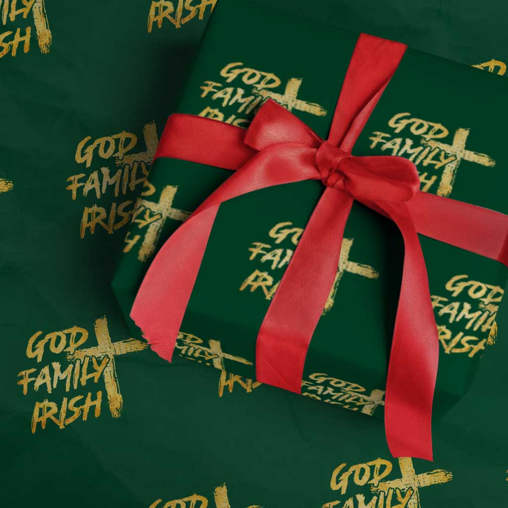 God Family Irish Wrapping Paper Roll Christian Faith Cross Notre Dame Game Day TS10 Green Print Your Wear