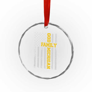 God Family Michigan Crystal Glass Ornament Game Day Vintage American Flag TS11 Print Your Wear