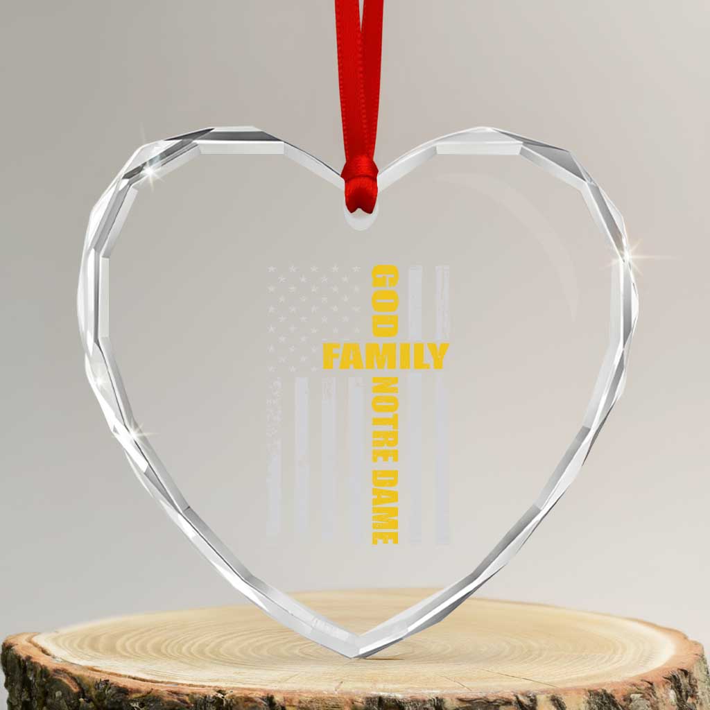 God Family Notre Dame Heart Crystal Glass Ornament Irish Patriotic American Flag TS11 Transparent Glass 3'' Heart Print Your Wear